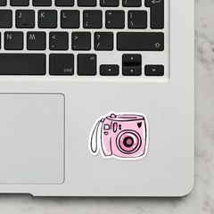 Pink Camera Laptop Sticker