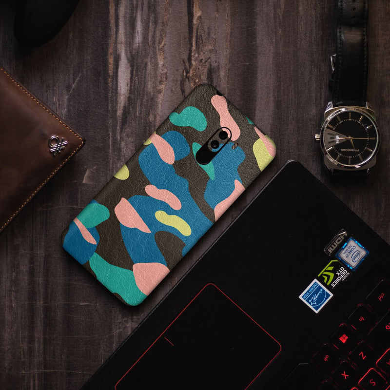 Vintage Blue Camo - Leather Wrap