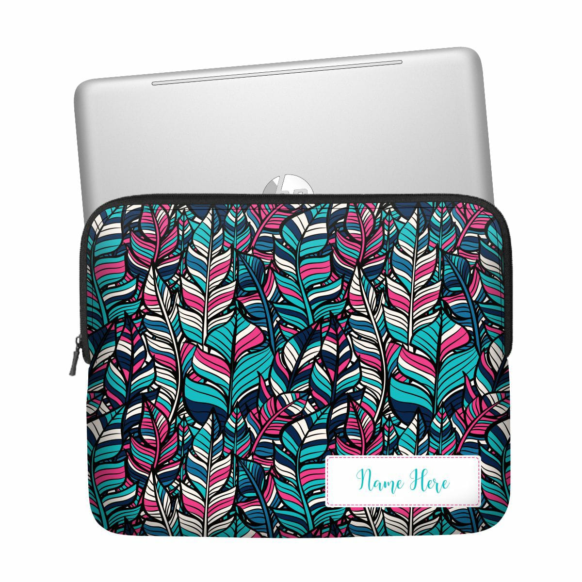 Colourfully Thin Leaves Laptop Sleeve - Custom Name Main image