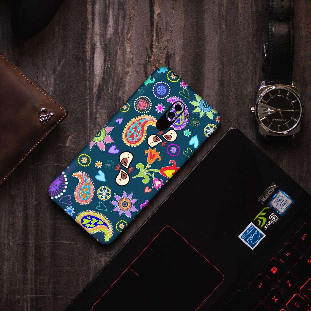navy-blue-floral-mobile-skins Main image